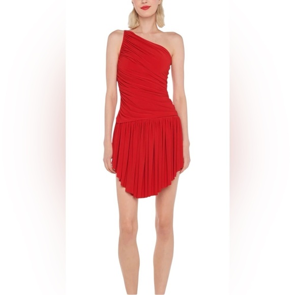 Norma Kamali Dresses & Skirts - Norma Kamala Diana Uneven Flair Mini Dress NWT in Tiger Red XL / 42​​​​